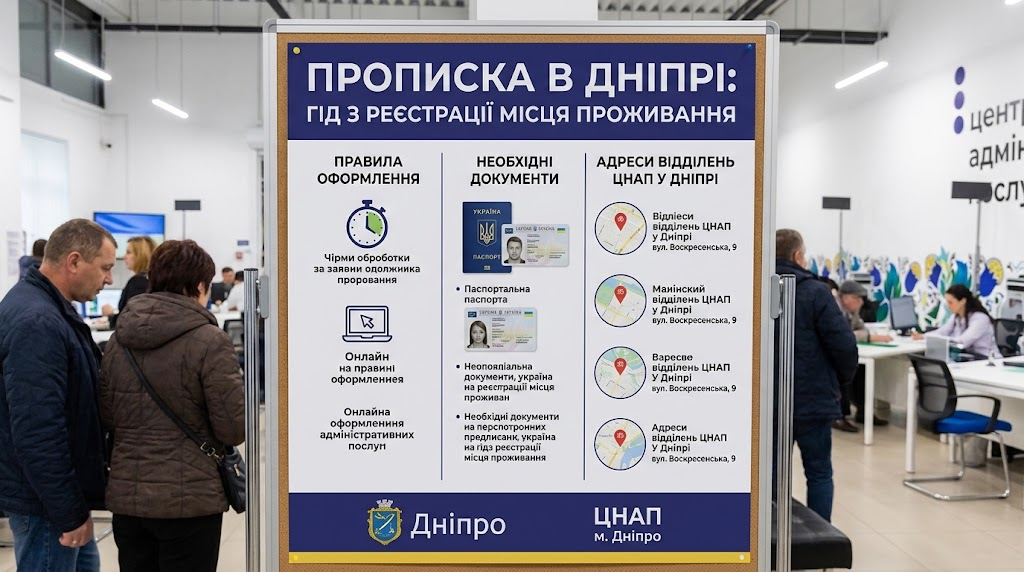 Прописка в Дніпрі: правила оформлення, необхідні документи та адреси відділень ЦНАП