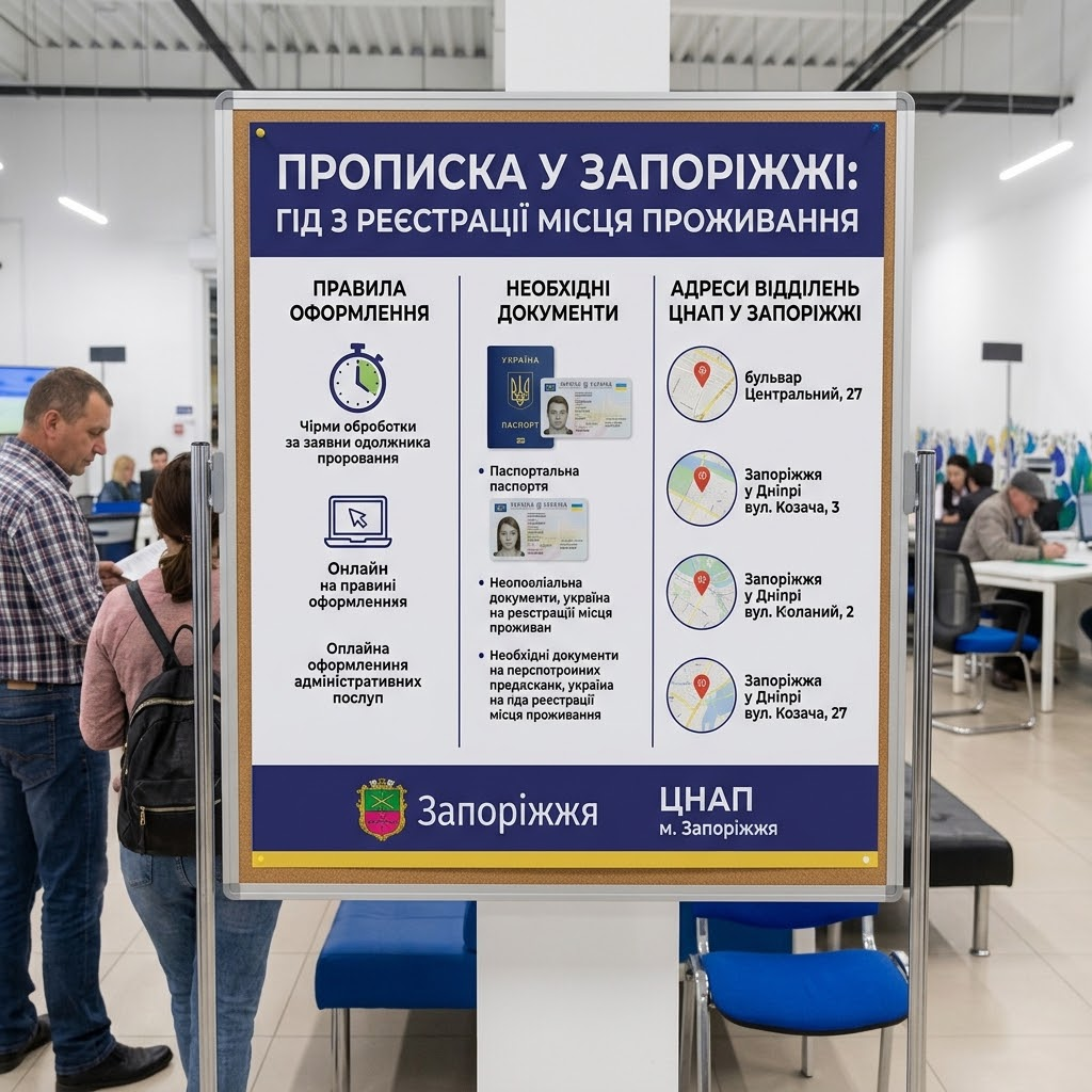 Прописка в Запоріжжі: актуальні правила, оформлення через «Дію» та ЦНАП, необхідні документи Прописка в Запоріжжі: актуальні правила, оформлення через «Дію» та ЦНАП, необхідні документи